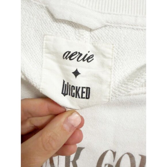 Aerie x Wicked Big Chill Crew Sweatshirt Pink Goes Good With Green White Medium - Picture 9 of 10